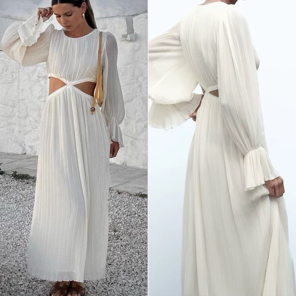 ZARA Cut Out Pleated Dress BNWT XS